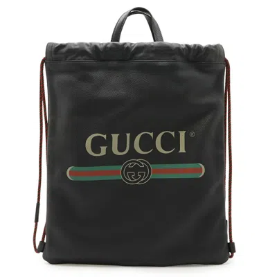 Pre-owned Gucci Black Green Red Color Leather Backpack () In Multi