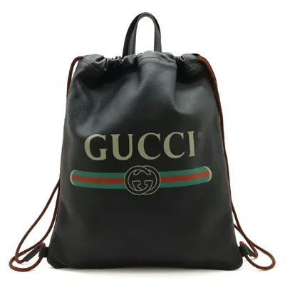 Pre-owned Gucci Black Green Red Color Leather Backpack () In Multi