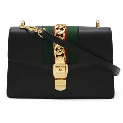 Pre-owned Gucci Black Green Red Color Leather Clutch Bag Shoulder Bag () In Black, Green, Red Color
