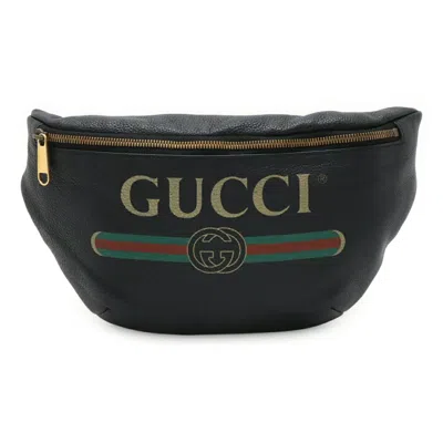 Pre-owned Gucci Black Green Red Color Leather Fanny Pack Sling Bag () In Multi