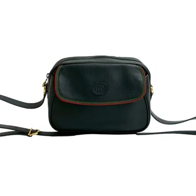 Pre-owned Gucci Black Green Red Color Leather Pochette Shoulder Bag () In Multi