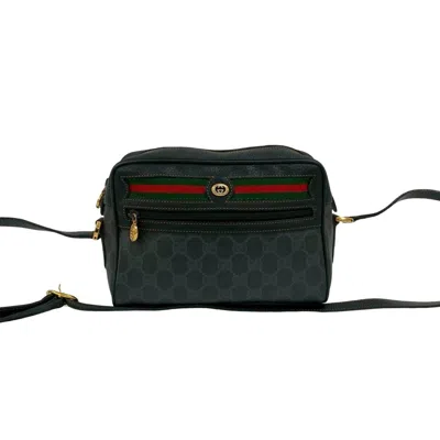 Pre-owned Gucci Black Green Red Color Leather Pvc Pochette Shoulder Bag ()