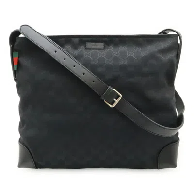 Pre-owned Gucci Black Green Red Color White Yellow Gg Canvas Shoulder Bag ()