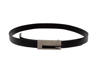 Pre-owned Gucci Black  Leather Logo Buckle Belt