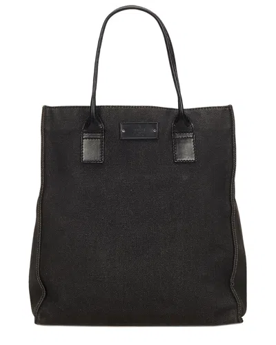 Gucci Black Ssima Canvas & Leather Tote