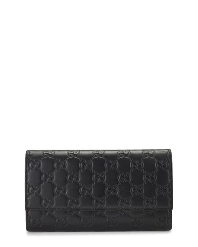 Pre-owned Gucci Black Ssima Continental Wallet (authentic Pre-loved)