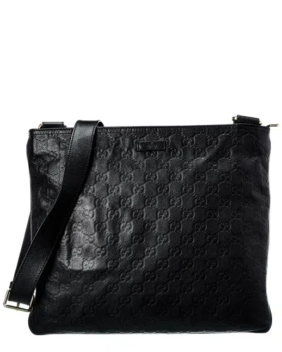 Gucci Black Ssima Flat Messenger Bag In Neutral
