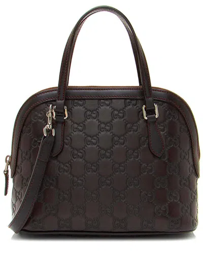 Gucci Black Ssima Leather Dome Small Satchel (authentic Pre-loved)
