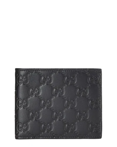 Gucci Black Ssima Leather Ssima Bi-fold Wallet (authentic Pre-loved)