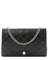 Gucci Signature Bowy Leather Wallet On Chain In Black