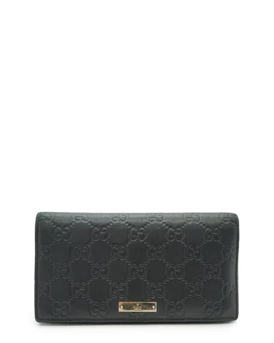 Pre-owned Gucci Black Ssima Leather Wallet (authentic Pre-loved)
