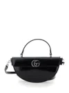 Gucci Black Half Moon Shaped Handbag With Double G Logo Plaque On The Front And Removable Shoulder S In Multicolor
