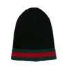 Gucci Sylvie Web Ribbed Knit Beanie In Black