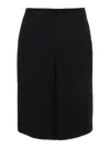 Gucci Black High Waist Skirt With Logo Lettering On Waist And Zip Puller In Wool Woman In Multicolor