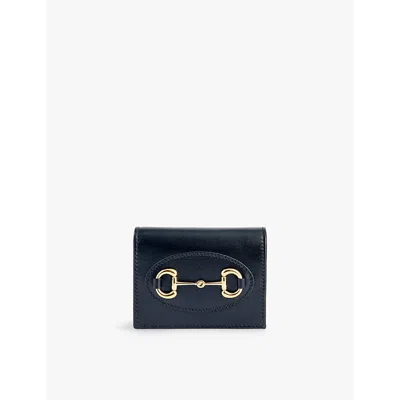 GUCCI WOMENS BLACK GUCCI HORSEBIT 1955 LEATHER WALLET