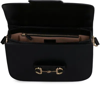 Gucci Black Horsebit Leather Shoulder Handbag For Women