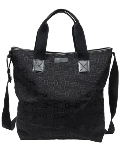 Pre-owned Gucci Black Horsebit Print 2-way Tote (authentic Pre-loved)