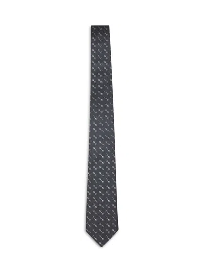 Gucci Black Horsebit Silk Jacquard Tie