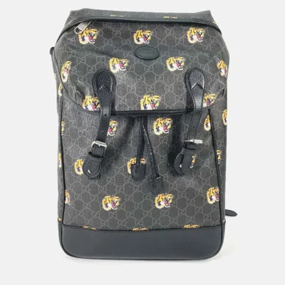 Pre-owned Gucci Black Interlocking G Tiger Backpack