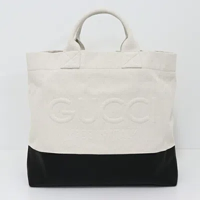 Pre-owned Gucci Black Ivory Canvas Tote Bag ()