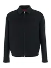Gucci Men Black Jacket With Classic Collar And Web Motif On The Waist In Cotton Man In Black