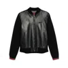 Gucci Black Bomber Jacket With Front Logo In Nappa Leather And Mesh Man In Black