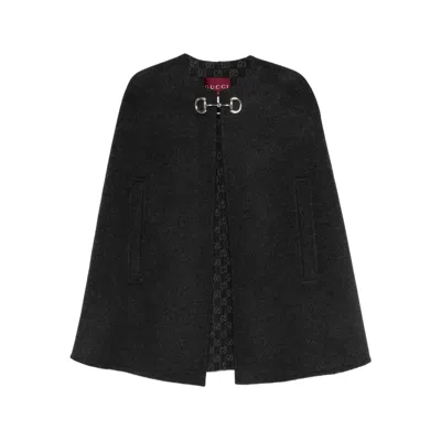 Gucci Wool And Silk Cape In Black