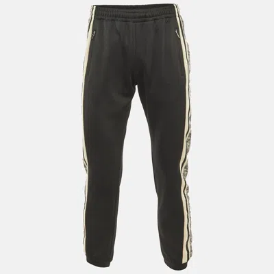 Pre-owned Gucci Black Jersey Gg Tape Jogger Pants Xs