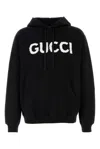 Gucci Men Black Hoodie With Embroidered Logo On The Front In Cotton Man