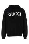 Gucci Men Black Hoodie With Embroidered Logo On The Front In Cotton Man In Black