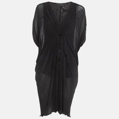 Pre-owned Gucci Black Jersey V Neck Kaftan Midi Dress S
