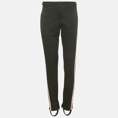 Pre-owned Gucci Black Jersey Web Tape Side Detail Pants Xl