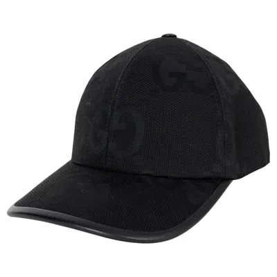 Pre-owned Gucci Black Jumbo Gg Canvas Baseball Cap Hat S