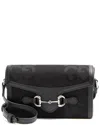 Gucci Black Jumbo Gg Canvas Horsebit 1955 Mini Shoulder Bag (authentic Pre-loved) In Black