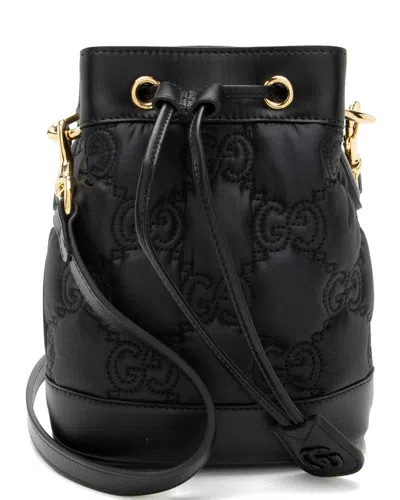 Gucci Black Jumbo Gg Canvas Jumbo Gg Matelasse Bucket Bag (authentic Pre-loved)