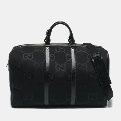 Pre-owned Gucci Black Jumbo Gg Canvas Large Duffel Bag