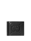 GUCCI BLACK JUMBO GG LEATHER MONEY CLIP FOR MEN