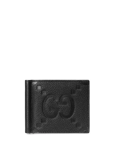 Gucci Jumbo Gg Leather Wallet In Black