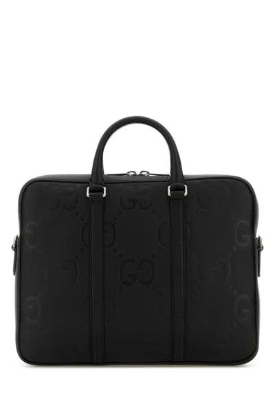 Gucci Black Jumbo Gg Medium Briefcase Bag