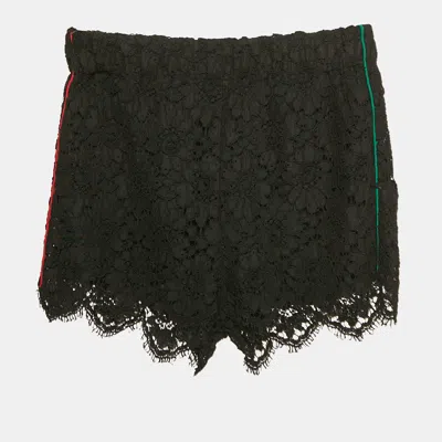 Pre-owned Gucci Black Lace Contrast Trimmed Short Xs