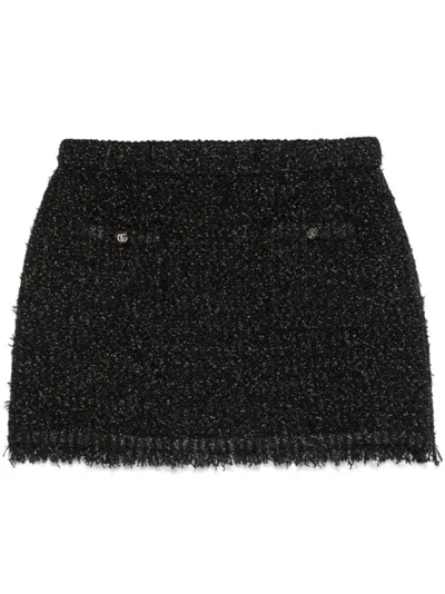 Gucci Black Lam And Viscose Mini Skirt