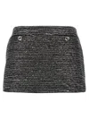 Gucci Shimmering Metallic Tweed Textured Skirt In Black