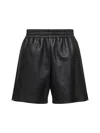 Gucci Black Leather Bermuda Shorts Men In Black