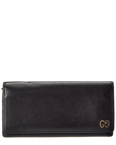 Gucci Black Lambskin Leather Gg Logo (authentic Pre-loved)
