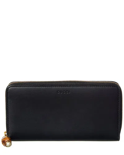 Gucci Black Lambskin Leather Gg Logo Wallet (authentic Pre-loved)