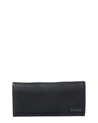 Gucci Black Lambskin Leather Gg Wallet (authentic Pre-loved)