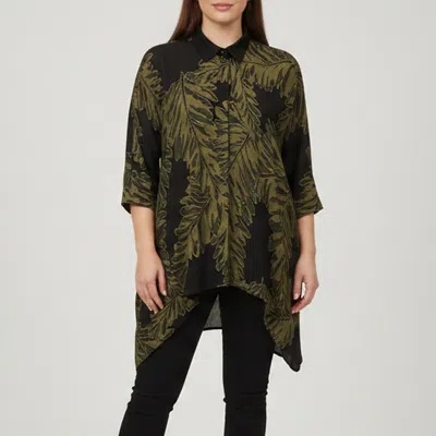 Pre-owned Gucci Black Leaf Print Crepe Button Up Kaftan Blouse S