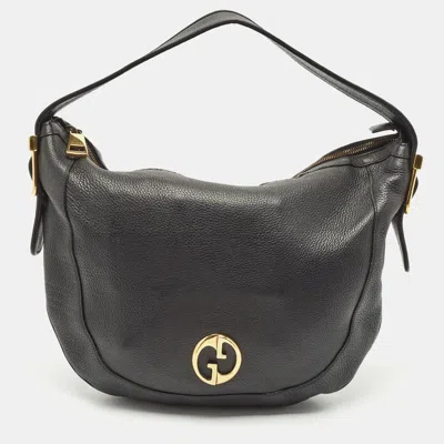 Pre-owned Gucci Black Leather 1973 Hobo