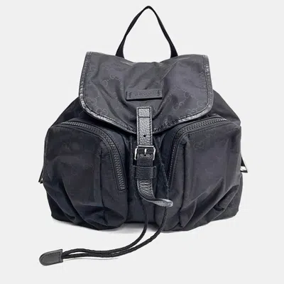 Pre-owned Gucci Black Leather And Nylon Backpack (510343)