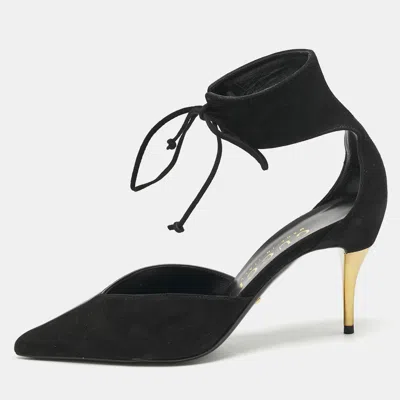 Pre-owned Gucci Black Leather And Suede Mary Jane Pumps Size 39